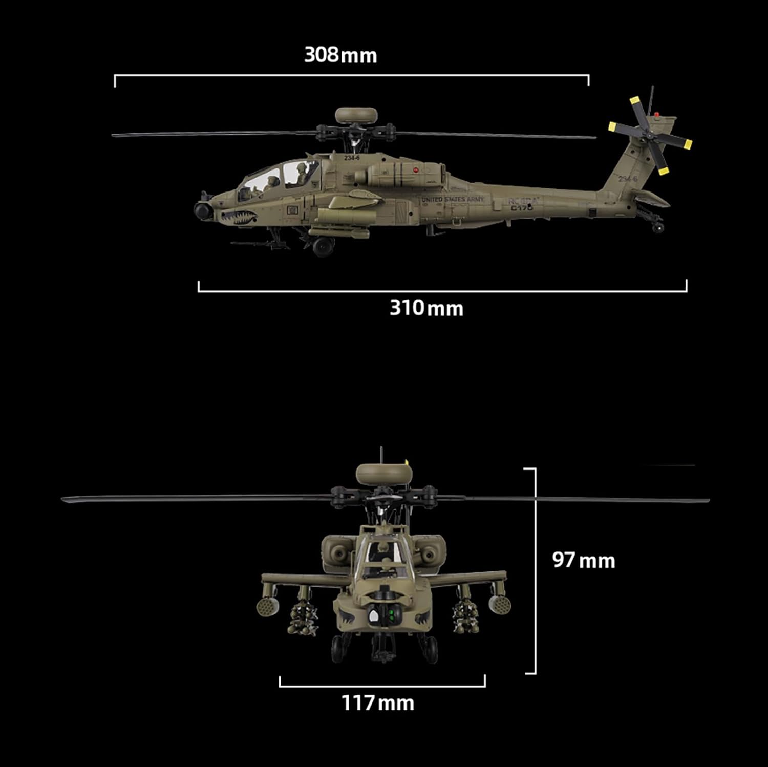 310MM 6CH C170 AH-64D Remote C - đánh giá và giá Rc Helicopter Gyro