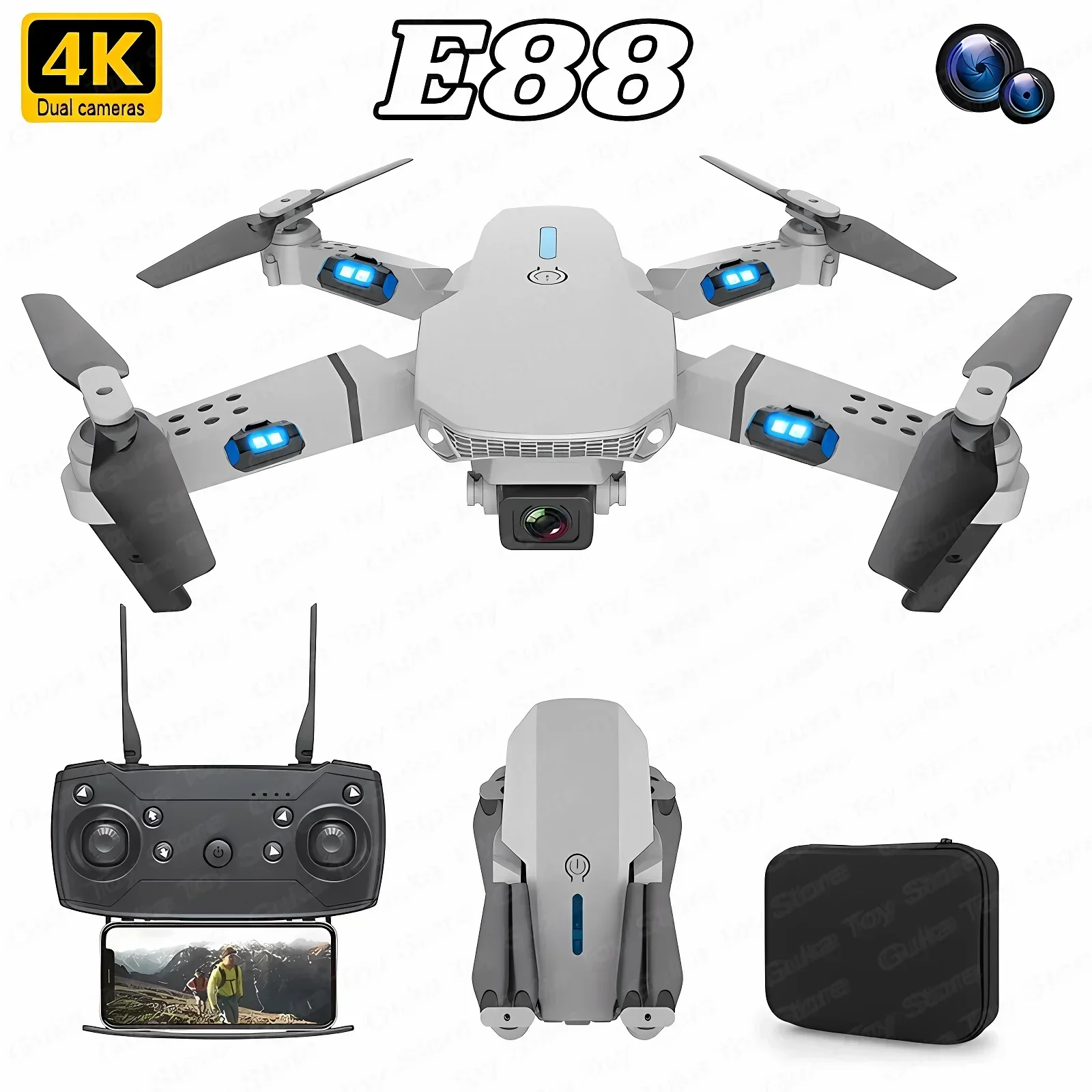 E88 Pro WIFI FPV Drone Wide An - đánh giá và giá Rc Helicopter Case